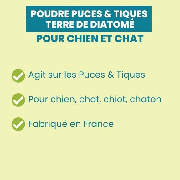 Poudre Puces & Tiques pour Chiens et Chats à la Terre de Diatomée